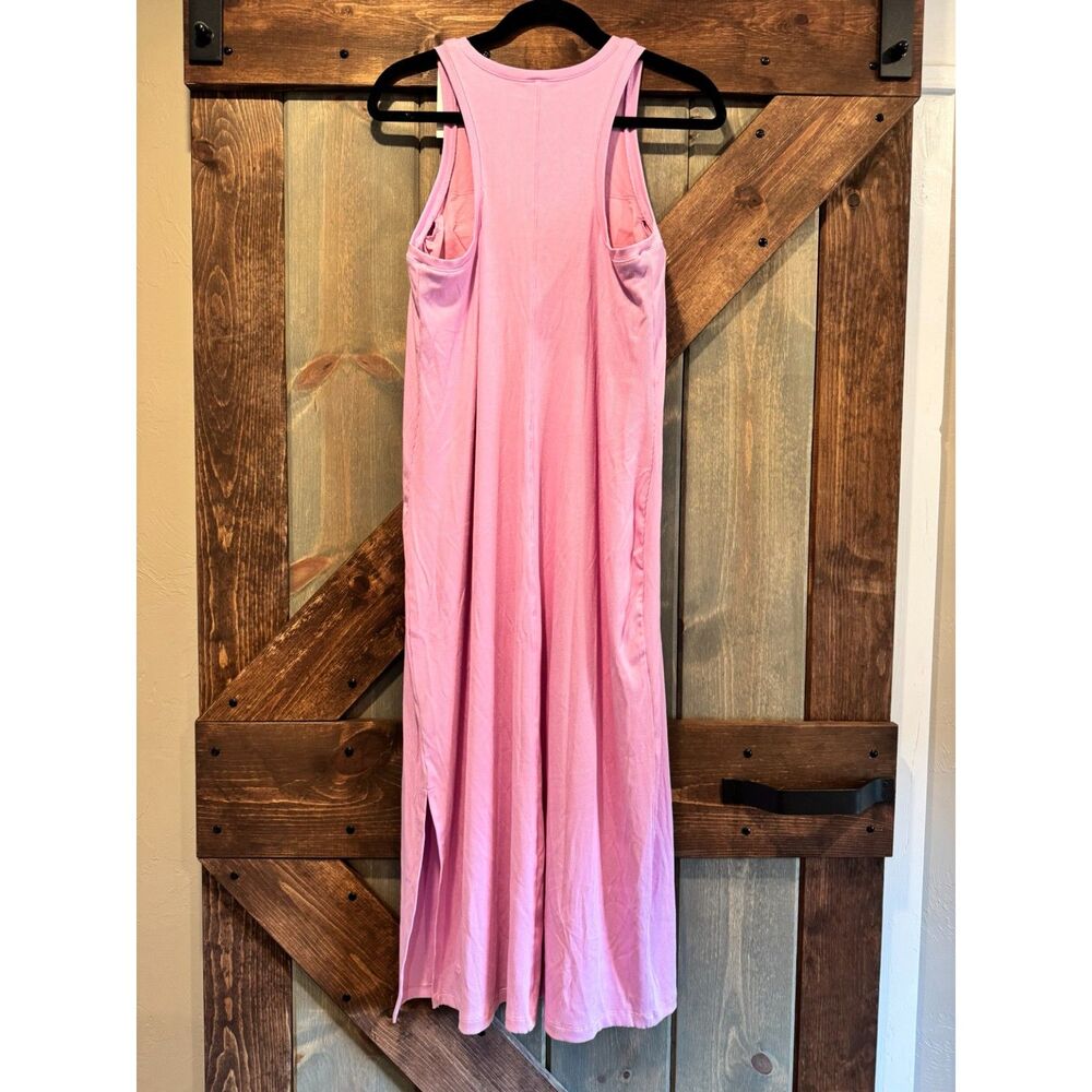 All in Motion Women's Large Pink Ribbed Sleeveless Maxi Dress